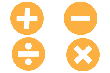 Fototapeta premium Plus and minus icon set. Math symbol. Plus icon, Minus icon, Multiply icon, Divide icon