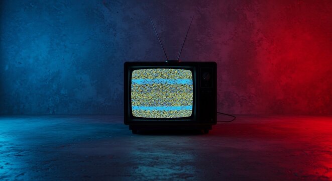 Retro TV Static in Neon Light
