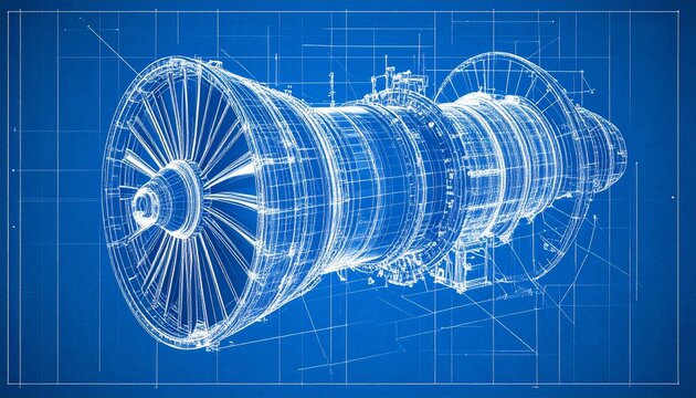 An detailed illustration of a jet engine design