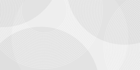 White geometric abstract background overlap layer on bright space with lines effect decoration. Modern graphic design element circles style concept for banner.