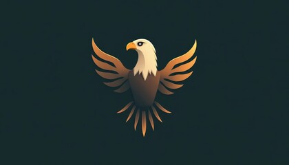 Fototapeta premium Sleek Golden Eagle Graphic: A Modern Symbol of Strength on a Dark Canvas.
