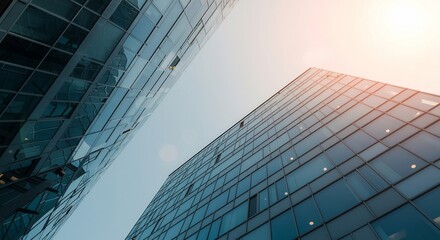Modern Glass Skyscrapers Reaching for the Sun