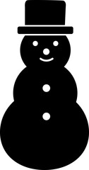 Holidays snowman black silhouette isolated.
Cute winter snowman character silhouette icon vector.
Transparent background. svg.