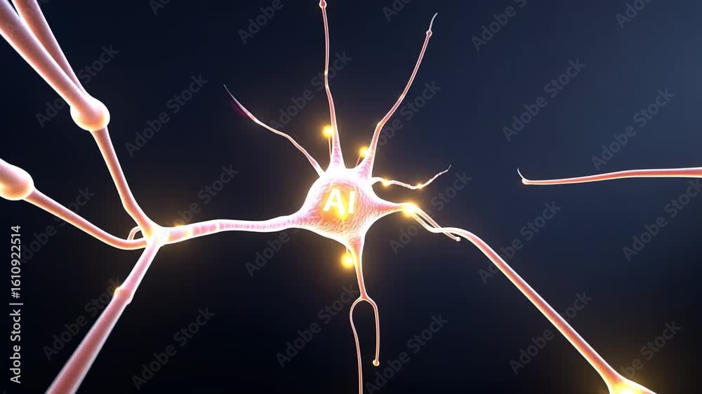 Poster neural network innovation glowing neurons and connections in artificial intelligence technology show