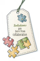 Collaboration Solutions, Puzzle Pieces, Creative Workspace, Illustration, Inspirational, Close-Up, Teamwork Matters