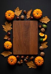 Autumn Harvest Still Life: Pumpkins, Nuts, and Fall Leaves