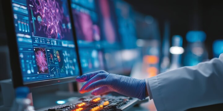 Lab Scene with Virtual Display Technology - Powered by Adobe