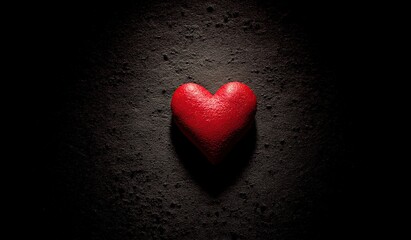 A bold red heart symbolizing love and passion, isolated on a sleek black background, perfect for Valentine's Day celebrations and romantic designs