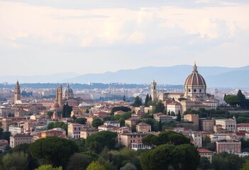 Obraz premium Panoramic view of Rome skyline from Gianicolo hill, Lazio, Italy, Vatican City, skyline
