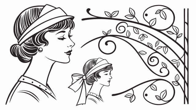 Vintage flapper girl art deco design vector illustration for graphic design needs