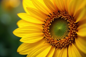 Close-up of sunflower face, vibrant yellow petals, floral photography, helianthus, farm