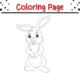 Rabbit Coloring Book Page. Happy Easter Bunny Drawing