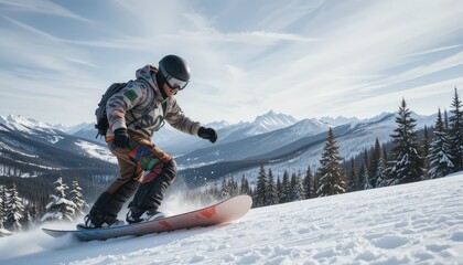 skiers playing snowboards on a snowy mountain slope under a clear sky
