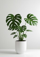 "Monstera Deliciosa Plant in White Ceramic Pot – Indoor Tropical Houseplant Decor"