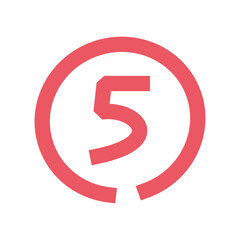 simple number five doodle style recolorable. number five vector illustration. Number five icon in circle