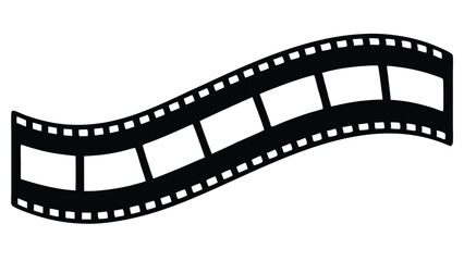 Fototapeta premium Abstract wavy film strip with perforations against a white background, symbolizing cinema, photography, and creative media