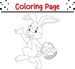 Rabbit Animal Coloring Book Page. Happy Easter Bunny Drawing