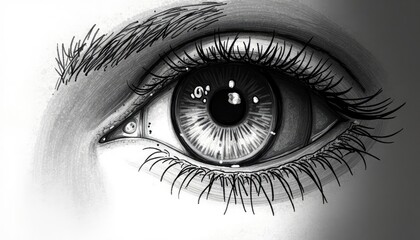 Obraz premium A Soulful Gaze: Detailed Monochrome Eye Drawing with Luminous Highlights