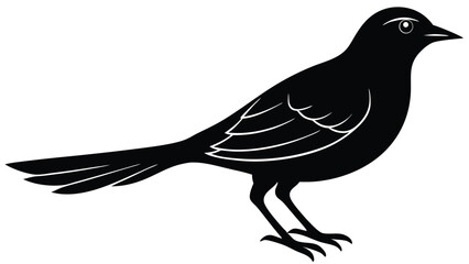 Stylized black bird silhouette in profile, a simple and elegant graphic icon for a design concept.