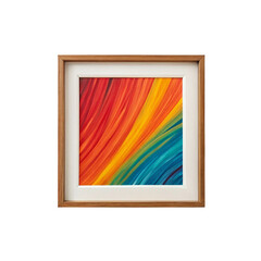 Colorful abstract painting in a wooden frame.