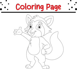 Cute Raccoon coloring book page