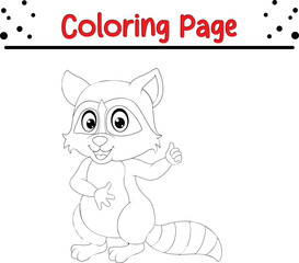 Cute raccoon coloring book page for kids