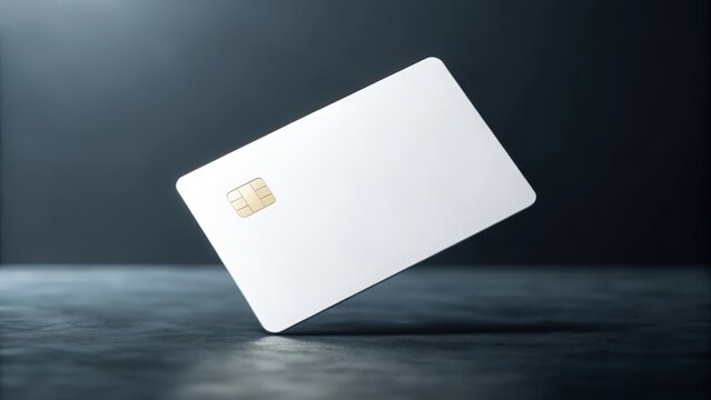 Blank credit card floating above dark gradient — modern finance and digital freedom
