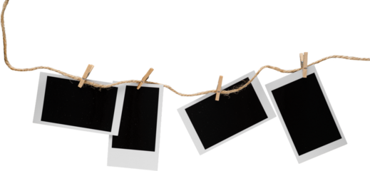 Aesthetic Blank Polaroids Hanging On A Rope