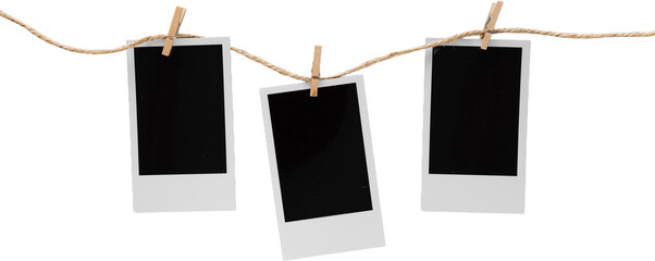 Aesthetic Blank Polaroids Hanging On A Rope