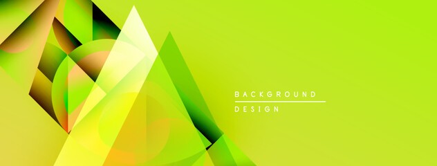 Abstract geometric shapes overlap, creating vibrant yellow, green gradients. Modern design element for backgrounds, presentations.