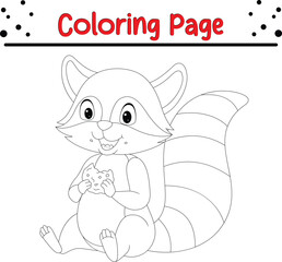 Cute raccoon coloring book page for kids