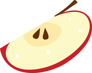 Red apple slice vector isolated on transparent background