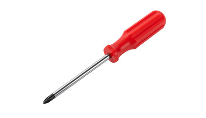 red Handle Screwdriver with Metal Shaft isolated on solid white background Png