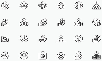 Nature and human interaction icons ecology environment