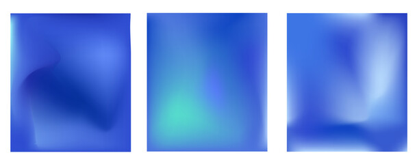 Set Gradient mesh aqua marine smooth backgrounds. Blue gradient mesh aquamarine teal abstract design.  Vector flat