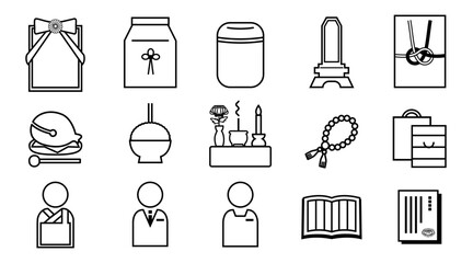 葬儀アイコンセット_シンプル