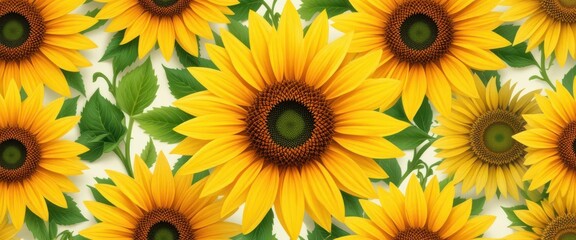 Obraz premium Modern Floral Power Inject Life Vitality with a Contemporary Sunflower Motif Perfect for Fabrics Digital Art