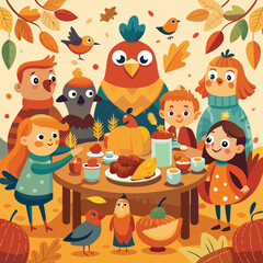 Colorful cartoon animals and monsters in a seamless Halloween pattern for a fun background