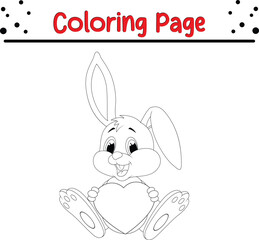 Rabbit Coloring Book Page. Happy Easter Bunny Drawing