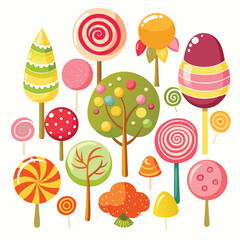 Colorful seamless cartoon vector pattern with flowers and trees, perfect for a spring holiday or birthday celebration design