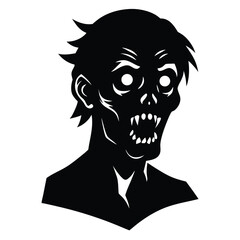 zombie head silhouette vector icon