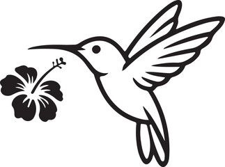 Fototapeta premium Hummingbird Flying Silhouette Vector Icon Set, Elegant Bird in Flight Minimal Black Design., Hummingbird symbol illustration set.