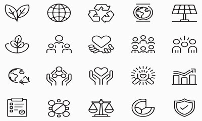 Fototapeta premium Diverse Icons Representing Sustainability And Community
