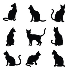 A Graphic Illustration Featuring A Collection Of Nine Rabbit Silhouettes On A White Background