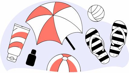 Summer Tools and Sunglasses Vector – Vacation Essentials Set