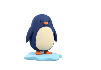 Isolated Cartoon Penguin on Iceberg