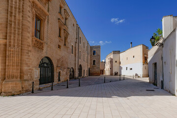 A street in the medieval quarter of Galatone, an old town in Puglia, Italy.