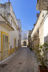 A street in the medieval quarter of Galatone, an old town in Puglia, Italy.