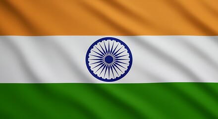 Naklejka premium Indian flag waving in the wind as a national symbol of India