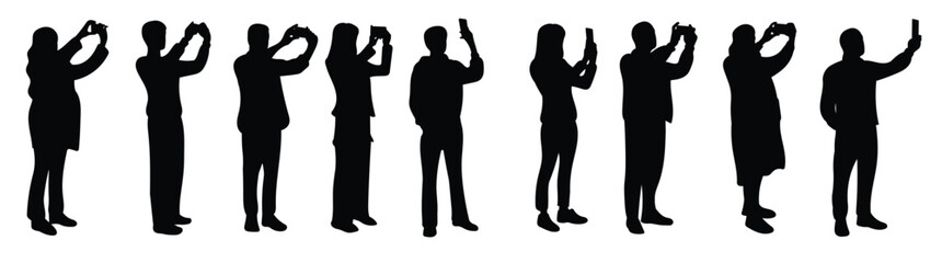 silhouette of a people taking a picture with his smartphone 